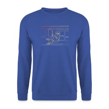 Eisenbahn Liebhaber Retro Style - Unisex Pullover - Royalblau - Vorne - Alina (178cm) & Michal (187cm)