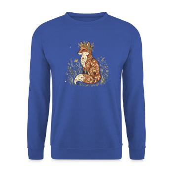 Boho Fuchs mit Blütenkranz - Unisex Pullover - Royalblau - Vorne - Alina (178cm) & Michal (187cm)