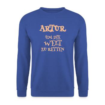 Retter Artur - Unisex Pullover - Royalblau - Vorne - Alina (178cm) & Michal (187cm)