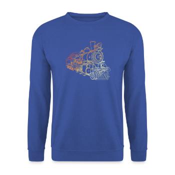 Eisenbahn Zeichnung Vintage Look - Unisex Pullover - Royalblau - Vorne - Alina (178cm) & Michal (187cm)