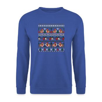 Meerschweinchen Weihnachts Strickdesign - Unisex Pullover - Royalblau - Vorne - Alina (178cm) & Michal (187cm)