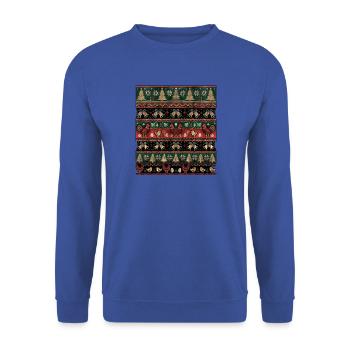 Hühnerhalter Weihnachts Strickdesign - Unisex Pullover - Royalblau - Vorne - Alina (178cm) & Michal (187cm)