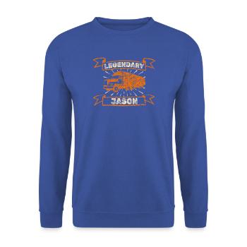 Geschenk für Jason - Unisex Pullover - Royalblau - Vorne - Alina (178cm) & Michal (187cm)