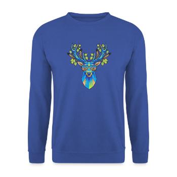 Hirsch Mit Hopfen Poly Art - Unisex Pullover - Royalblau - Vorne - Alina (178cm) & Michal (187cm)