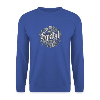 Spatzl Bayern - Unisex Pullover - Royalblau - Vorne - Alina (178cm) & Michal (187cm)