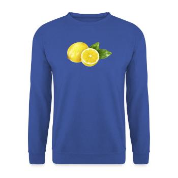 Lemon Duo – Frisches Zitrus‑Design - Unisex Pullover - Royalblau - Vorne - Alina (178cm) & Michal (187cm)