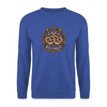 Bier Biergarten Brezel - Unisex Pullover - Royalblau - Vorne - Alina (178cm) & Michal (187cm)