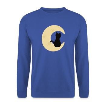 Mondbeschienene Katzensilhouette - Unisex Pullover - Royalblau - Vorne - Alina (178cm) & Michal (187cm)