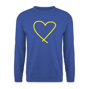 Gelbes Herz Geschenkidee Liebe  - Unisex Pullover - Royalblau - Vorne - Alina (178cm) & Michal (187cm)