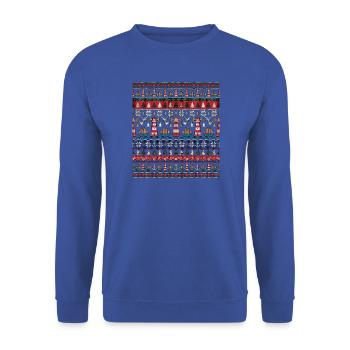 Seefahrer Weihnachts Strickdesign - Unisex Pullover - Royalblau - Vorne - Alina (178cm) & Michal (187cm)