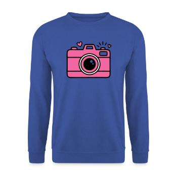 Pinke Retro Kamera Icon - Unisex Pullover - Royalblau - Vorne - Alina (178cm) & Michal (187cm)