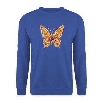 Goldener Edelstein-Schmetterling - Unisex Pullover - Royalblau - Vorne - Alina (178cm) & Michal (187cm)