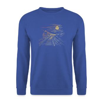 Eisenbahn Retro Stil - Unisex Pullover - Royalblau - Vorne - Alina (178cm) & Michal (187cm)