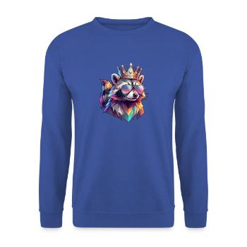 Poly Art König der Waschbären - Unisex Pullover - Royalblau - Vorne - Alina (178cm) & Michal (187cm)