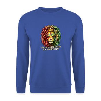 Poly Art Reggae Löwe - Unisex Pullover - Royalblau - Vorne - Alina (178cm) & Michal (187cm)