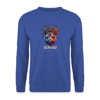 Poly Art Servus Bier Wildschwein - Unisex Pullover - Royalblau - Vorne - Alina (178cm) & Michal (187cm)