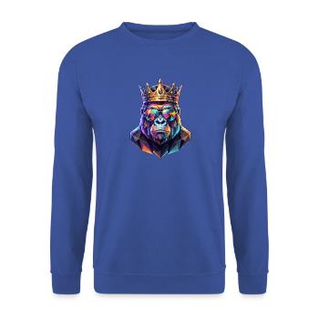Poly Art Gorilla - Unisex Pullover - Royalblau - Vorne - Alina (178cm) & Michal (187cm)