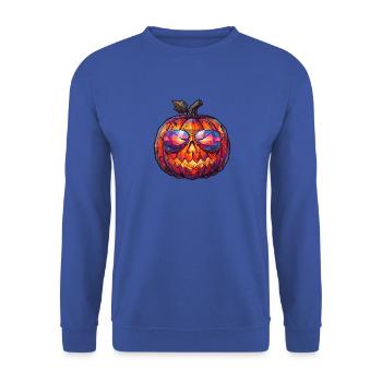 Poly Art Halloween Kürbis - Unisex Pullover - Royalblau - Vorne - Alina (178cm) & Michal (187cm)