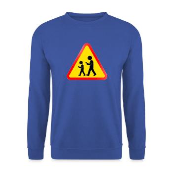 Warnschild – Smartphone-Nutzer - Unisex Pullover - Royalblau - Vorne - Alina (178cm) & Michal (187cm)