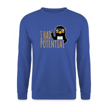 I Had Potential Ich Hatte Potenzial Pinguin Logo - Unisex Pullover - Royalblau - Vorne - Alina (178cm) & Michal (187cm)
