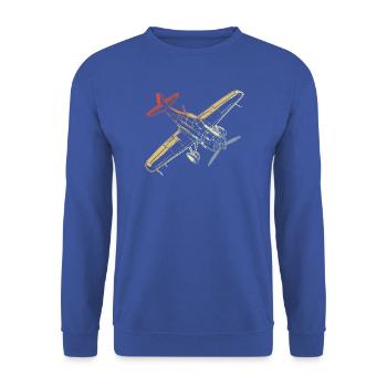 Propellerflugzeug Vintage Look - Unisex Pullover - Royalblau - Vorne - Alina (178cm) & Michal (187cm)