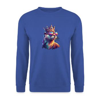 Poly Art Otter - Unisex Pullover - Royalblau - Vorne - Alina (178cm) & Michal (187cm)