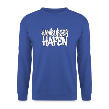 Hamburger Hafen Graffiti - Unisex Pullover - Royalblau - Vorne - Alina (178cm) & Michal (187cm)