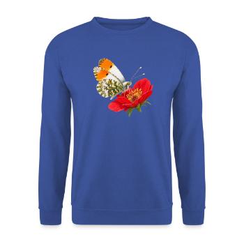 Schmetterling Aurorafalter - Unisex Pullover - Royalblau - Vorne - Alina (178cm) & Michal (187cm)