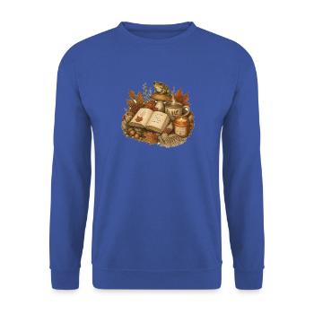 Stay Cozy – Cosy Autumn Stillleben - Unisex Pullover - Royalblau - Vorne - Alina (178cm) & Michal (187cm)