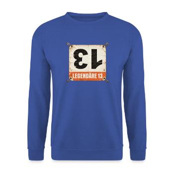 Startnummer 13 Radrennen - Unisex Pullover - Royalblau - Vorne - Alina (178cm) & Michal (187cm)