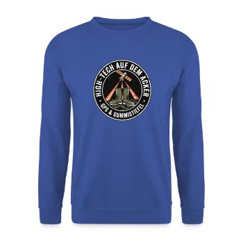 Moderner Landwirt Gummistiefel - Unisex Pullover - Royalblau - Vorne - Alina (178cm) & Michal (187cm)