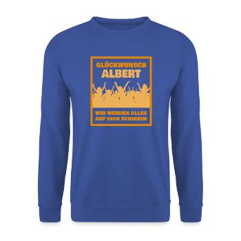 Kollege Albert - Unisex Pullover - Royalblau - Vorne - Alina (178cm) & Michal (187cm)