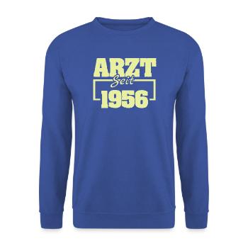 1956 - Unisex Pullover - Royalblau - Vorne - Alina (178cm) & Michal (187cm)