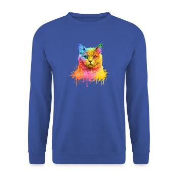Britisch Kurzhaar Regenbogen Aquarell Illustration - Unisex Pullover - Royalblau - Vorne - Alina (178cm) & Michal (187cm)