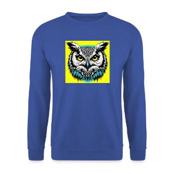 Eule - Unisex Pullover - Royalblau - Vorne - Alina (178cm) & Michal (187cm)