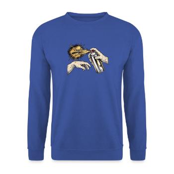 Die Erschaffung Adams Spraydose - Unisex Pullover - Royalblau - Vorne - Alina (178cm) & Michal (187cm)