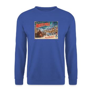 Grüße vom Nordpol Retro-Postkarte - Unisex Pullover - Royalblau - Vorne - Alina (178cm) & Michal (187cm)