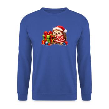 Niedlicher Igel Weihnachtsmann-hut - Unisex Pullover - Royalblau - Vorne - Alina (178cm) & Michal (187cm)