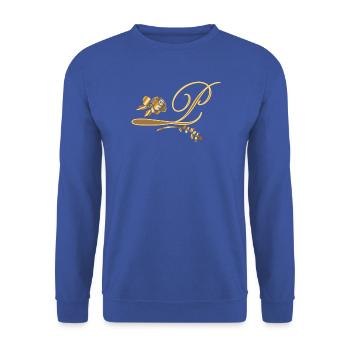 Initiale P mit Rose - Unisex Pullover - Royalblau - Vorne - Alina (178cm) & Michal (187cm)