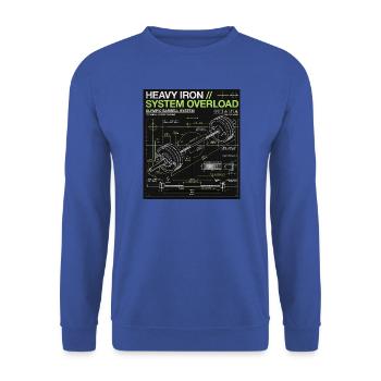 Schwermetall Blueprint - Unisex Pullover - Royalblau - Vorne - Alina (178cm) & Michal (187cm)