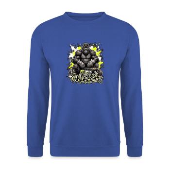 Gusseisen Gorilla Fatcap Marker - Unisex Pullover - Royalblau - Vorne - Alina (178cm) & Michal (187cm)