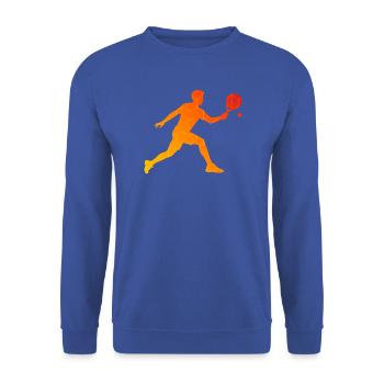 Padel Club Fans und Padel Schläger passen zusammen - Unisex Pullover - Royalblau - Vorne - Alina (178cm) & Michal (187cm)