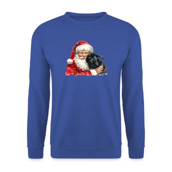 Weihnachtsmann und das schwarze Kaninchen Aquarell - Unisex Pullover - Royalblau - Vorne - Alina (178cm) & Michal (187cm)