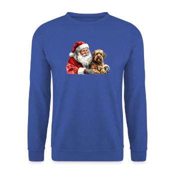 Weihnachtsmann und Hund Aquarell - Unisex Pullover - Royalblau - Vorne - Alina (178cm) & Michal (187cm)