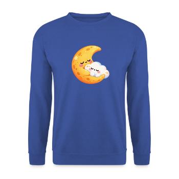 Mondkuscheln im Wolkennest - Unisex Pullover - Royalblau - Vorne - Alina (178cm) & Michal (187cm)