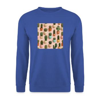 Pastellkakteen auf rosa Hintergrund - Unisex Pullover - Royalblau - Vorne - Alina (178cm) & Michal (187cm)