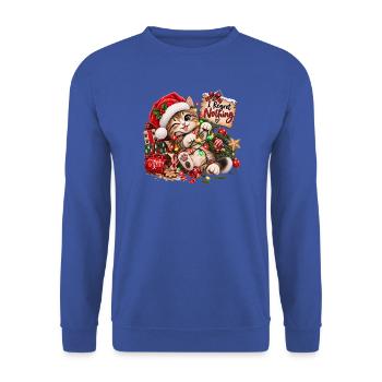 Kätzchen mit Weihnachtslichtern - Unisex Pullover - Royalblau - Vorne - Alina (178cm) & Michal (187cm)