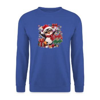 Penguin Jingle & Mingle Fest - Unisex Pullover - Royalblau - Vorne - Alina (178cm) & Michal (187cm)