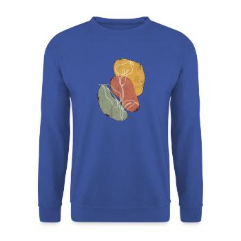 Continuous Line Calla Lilie - Unisex Pullover - Royalblau - Vorne - Alina (178cm) & Michal (187cm)