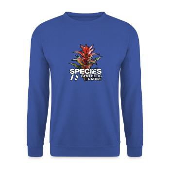 Glitch Monstera Bromelie - Unisex Pullover - Royalblau - Vorne - Alina (178cm) & Michal (187cm)